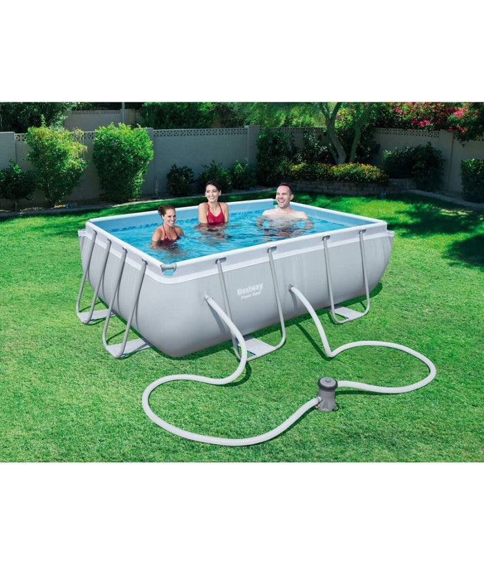 Piscina Fuori Terra Rettangolare Power Steel 282x196x84cm Pompa Filtraggio 56629         