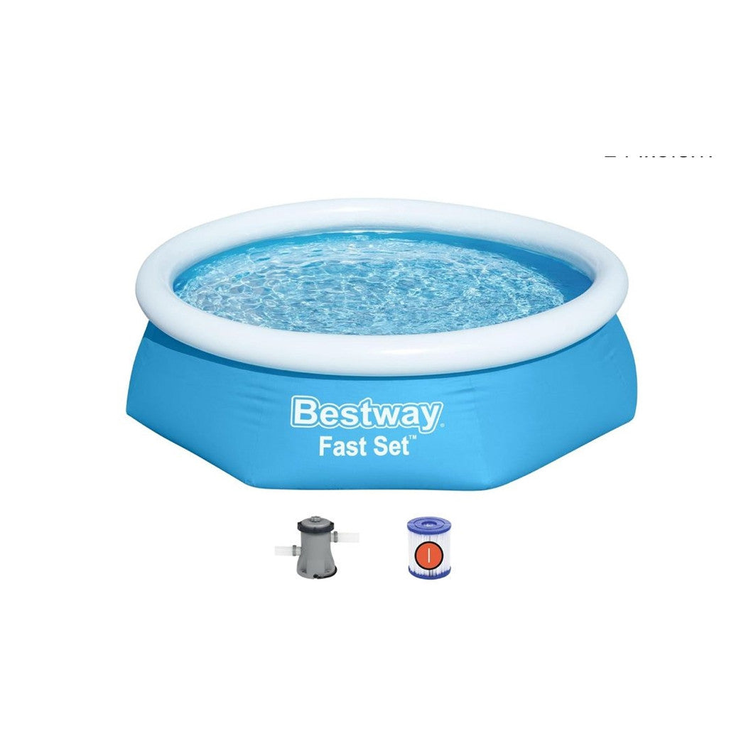 Trade Shop - Piscina Fuori Terra Rotonda Gonfiabile 244x61cm Fast Set Con Pompa Filtro 57450 -