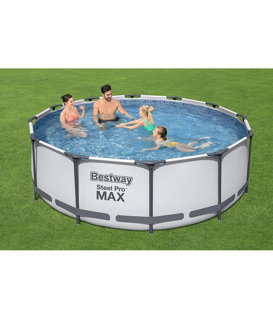 Piscina Fuori Terra Rotonda Steel Pro Max 366x100 Cm 9150lt Pompa Scaletta 56418         