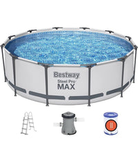 Piscina Fuori Terra Rotonda Steel Pro Max 366x100 Cm 9150lt Pompa Scaletta 56418         