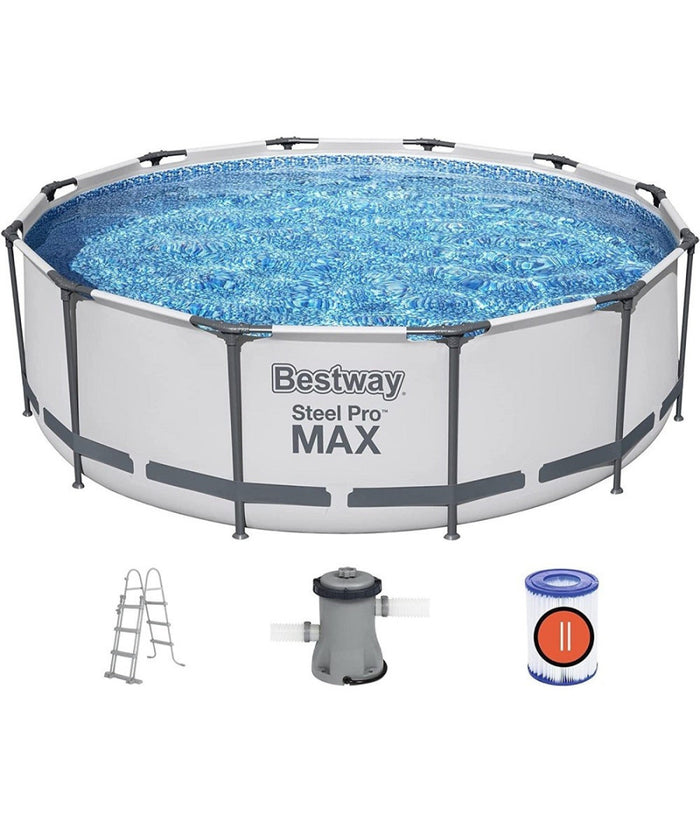 Piscina Fuori Terra Rotonda Steel Pro Max 366x100 Cm 9150lt Pompa Scaletta 56418         