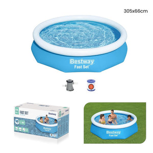 Trade Shop - Piscina Fuori Terra Tonda Gonfiabile Fast Set 305x66cm Con Pompa Filtro Cartuccia 57458 -