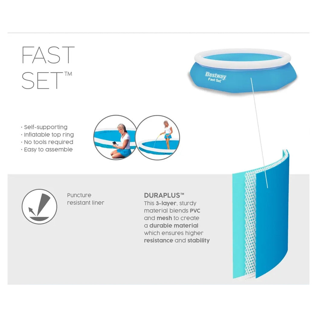 Trade Shop - Piscina Fuori Terra Tonda Gonfiabile Fast Set 305x66cm Con Pompa Filtro Cartuccia 57458 -