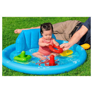 Trade Shop - Piscina Gioco Gonfiabile Lil Seashapes Con Schienale Tetto Bimbi +6 Mesi Giardino 52568 -