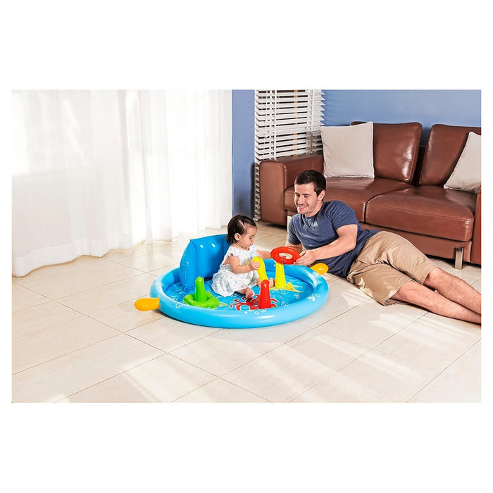 Trade Shop - Piscina Gioco Gonfiabile Lil Seashapes Con Schienale Tetto Bimbi +6 Mesi Giardino 52568 -