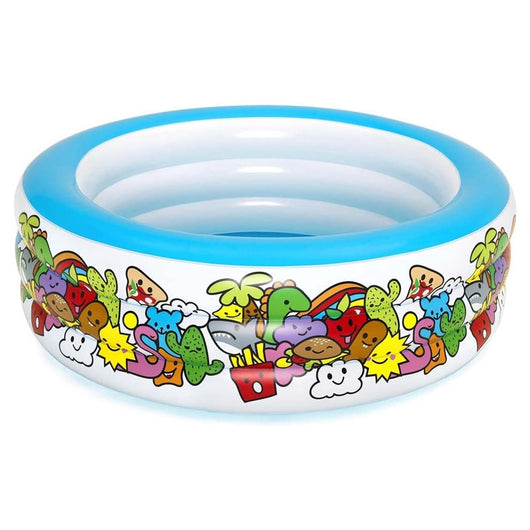 Trade Shop - Piscina Gonfiabile 3 Anelli Per Bambini Con Personaggi Frutti Piante 152x51cm 016156 -