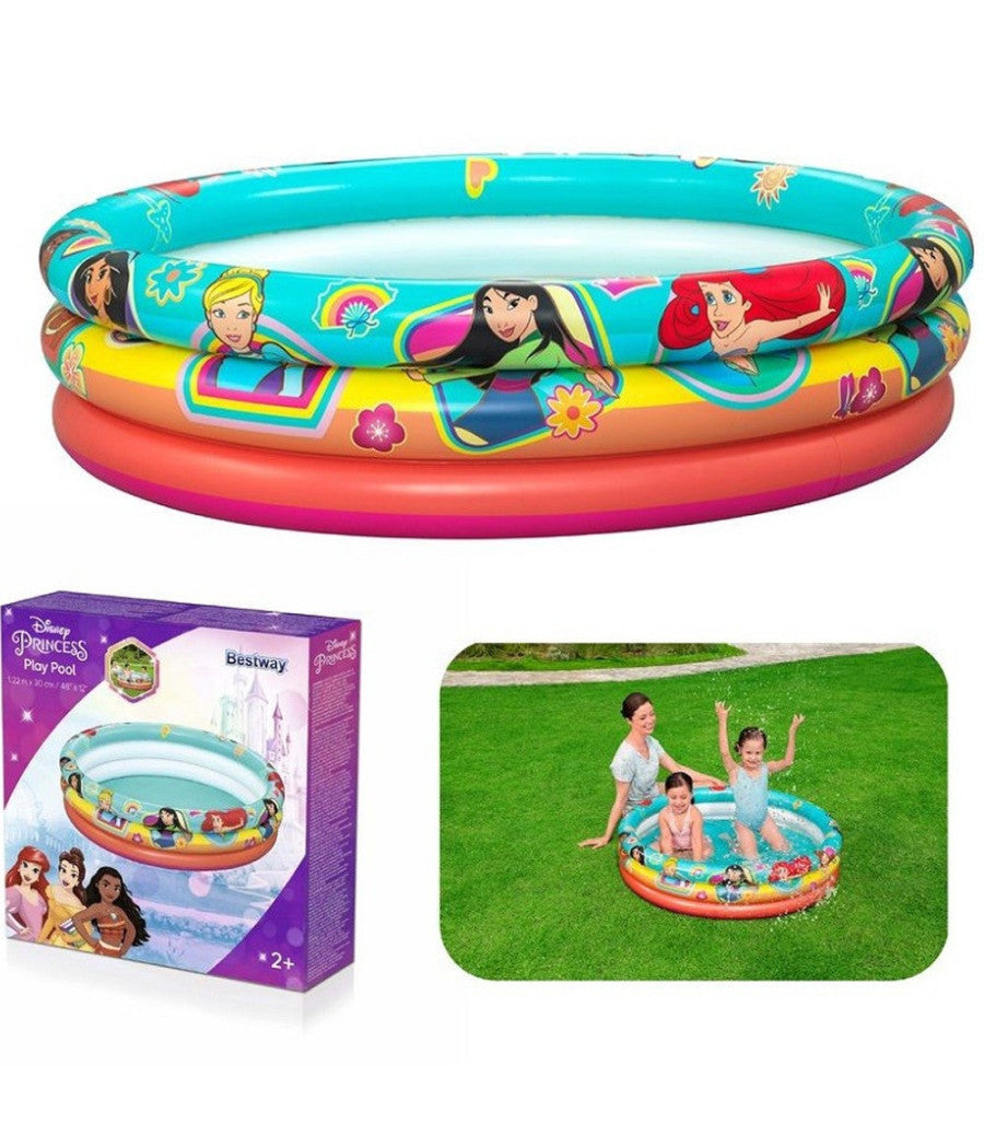 Trade Shop - Piscina Gonfiabile 3 Anelli Princess 122x25cm Per Bambini Giardino Estate 91099 -