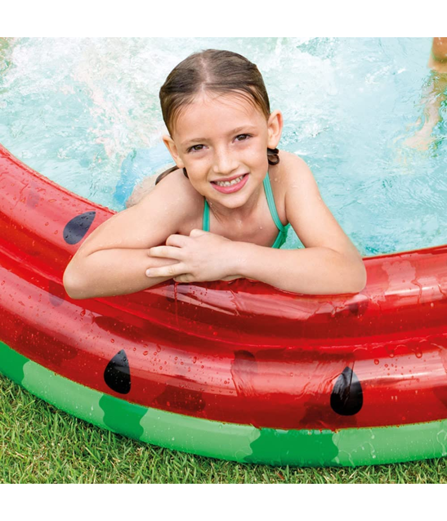 Piscina Gonfiabile Anguria A 3 Anelli Tonda 168x38 Cm Per Bambini +2 Anni 58448         