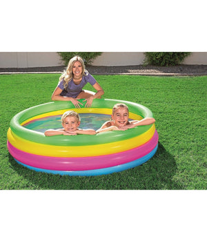 Trade Shop - Piscina Gonfiabile Arcobaleno Per Bambini A 4 Anelli Colorati 157 X 46 Cm 51117 -