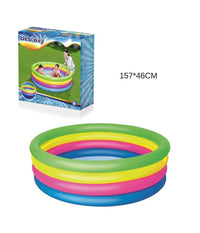 Trade Shop - Piscina Gonfiabile Arcobaleno Per Bambini A 4 Anelli Colorati 157 X 46 Cm 51117 -