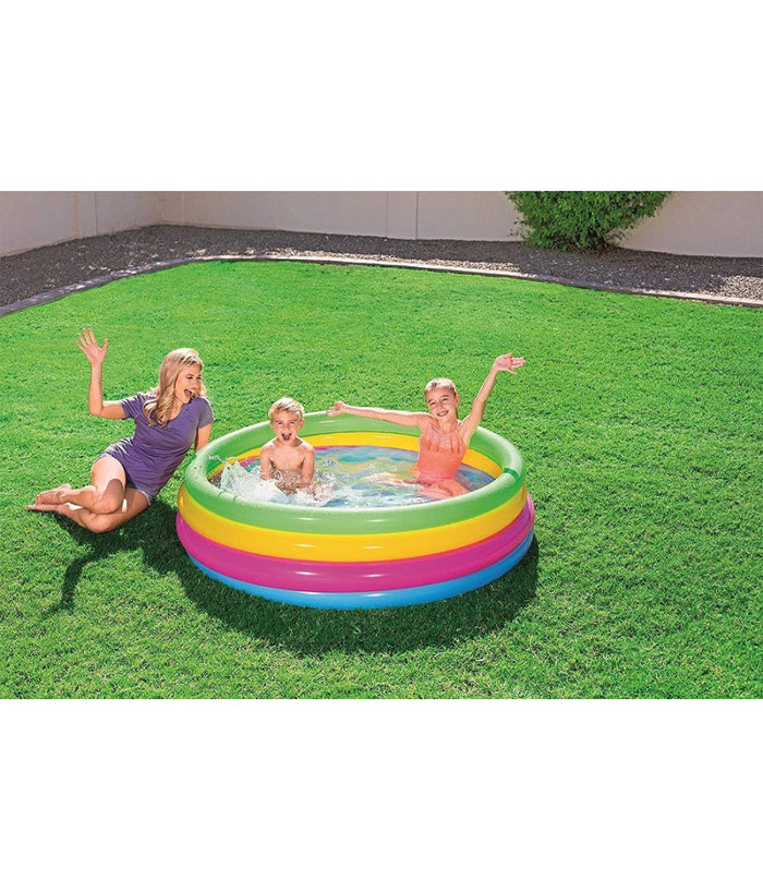 Trade Shop - Piscina Gonfiabile Arcobaleno Per Bambini A 4 Anelli Colorati 157 X 46 Cm 51117 -