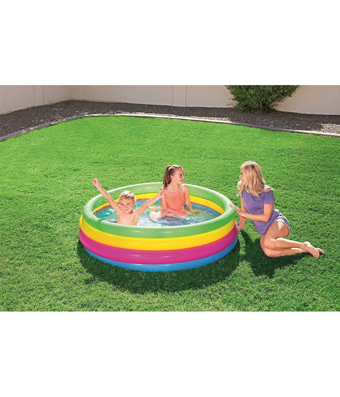 Trade Shop - Piscina Gonfiabile Arcobaleno Per Bambini A 4 Anelli Colorati 157 X 46 Cm 51117 -