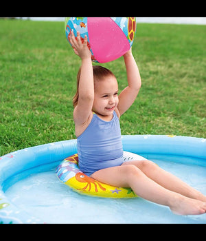 Piscina Gonfiabile Beswtay Per Bambini 2 Anelli Colorati Con Ciambella E Pallone         