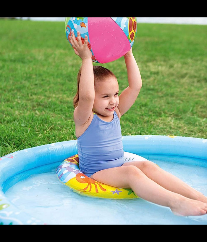 Piscina Gonfiabile Beswtay Per Bambini 2 Anelli Colorati Con Ciambella E Pallone         