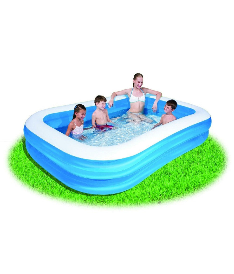 Piscina Gonfiabile Family Rettangolare A 2 Anelli 262x175x51cm 54006 Per Bambini         