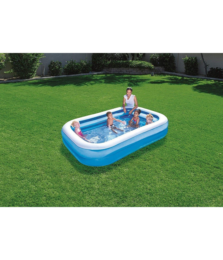 Piscina Gonfiabile Family Rettangolare A 2 Anelli 262x175x51cm 54006 Per Bambini         