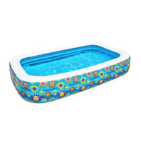 Trade Shop - Piscina Gonfiabile Family Rettangolare A 3 Anelli Decoro Fiori 305x183x56 Cm 54121 -