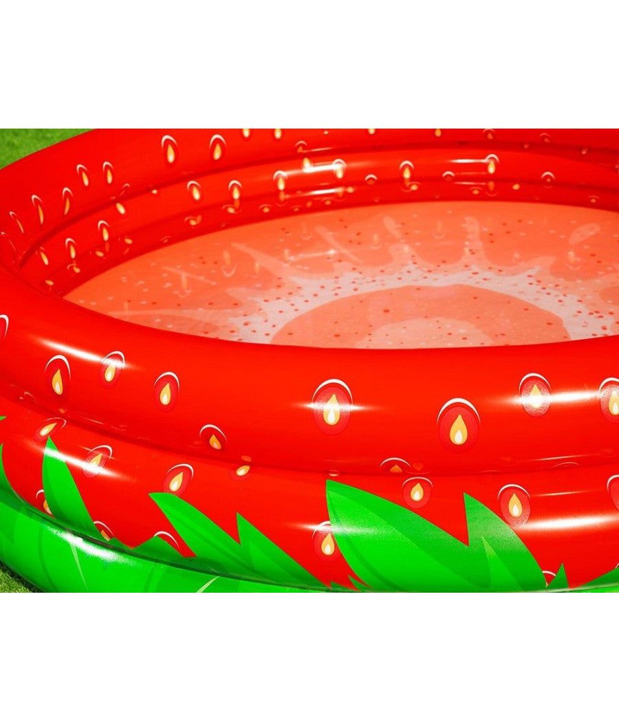 Trade Shop - Piscina Gonfiabile Fragola Rotonda Bambini Giardino A 3 Anelli 168 X 38 Cm 51145 -