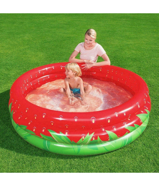 Piscina Gonfiabile Fragola Rotonda Bambini Giardino A 3 Anelli 168 X 38 Cm 51145         