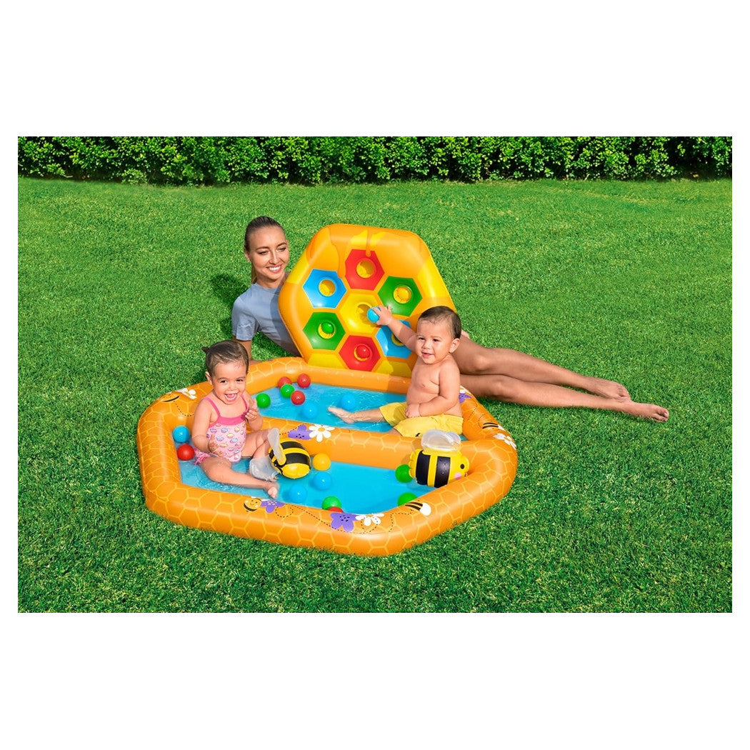 Trade Shop - Piscina Gonfiabile Gioco Alveare Per Bambini Con 20 Palline 2 Api 127x119x61cm 52639 -