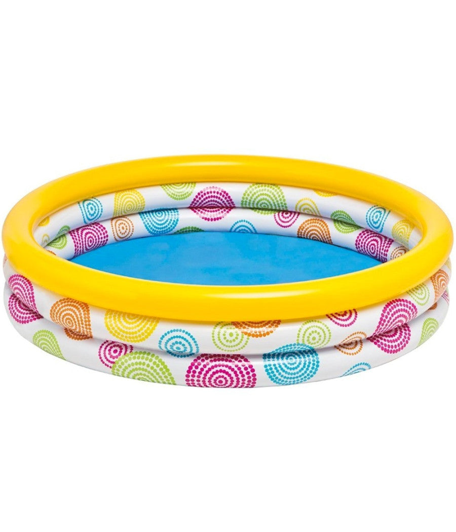 Piscina Gonfiabile Per Bambini 3 Anelli 114 X 25 Cm Giardino Terrazzo 132 Lt         
