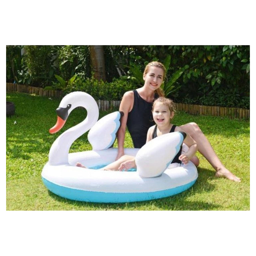 Trade Shop - Piscina Gonfiabile Per Bambini Forma Cigno 108x95x65cm Giardino Divertimento 016147 -