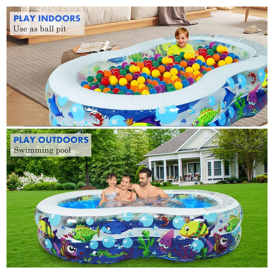 Trade Shop - Piscina Gonfiabile Per Bambini Giardino Estate Design Vita Marina 175x109x46cm 016089 -