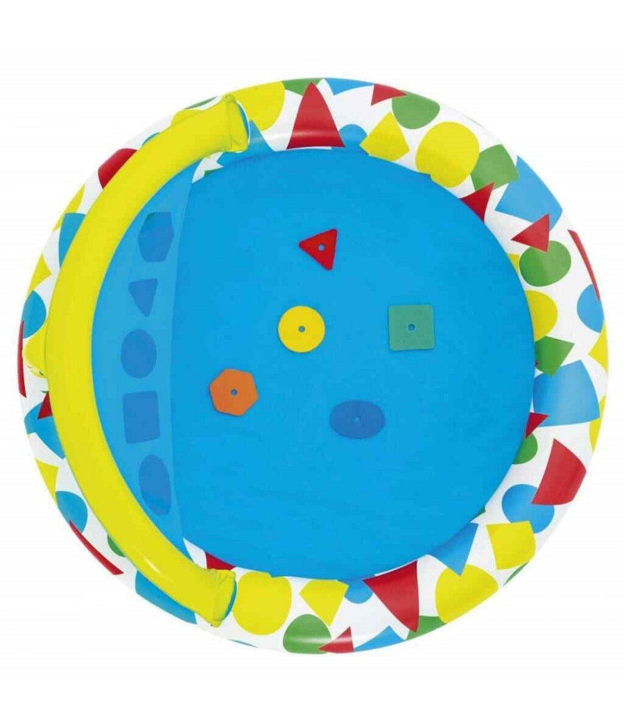 Trade Shop - Piscina Gonfiabile Per Bambini Splash & Learn 120x117x46cm 5 Forme Schiuma 52378 -