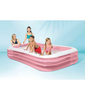 Piscina Gonfiabile Rosa Rettangolare Family Bambini 305x183x56 Cm Giardino 58487         