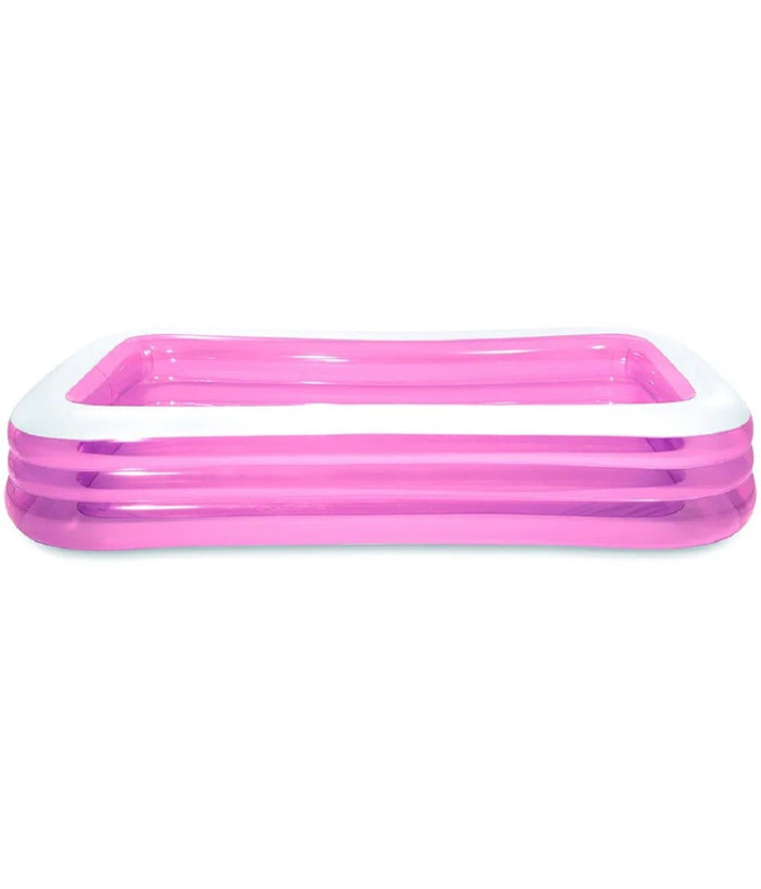 Piscina Gonfiabile Rosa Rettangolare Family Bambini 305x183x56 Cm Giardino 58487         