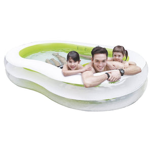 Trade Shop - Piscina Gonfiabile Sagomata Famiglia Pool 240x140x47 Cm Trasparente Verde 016090 -