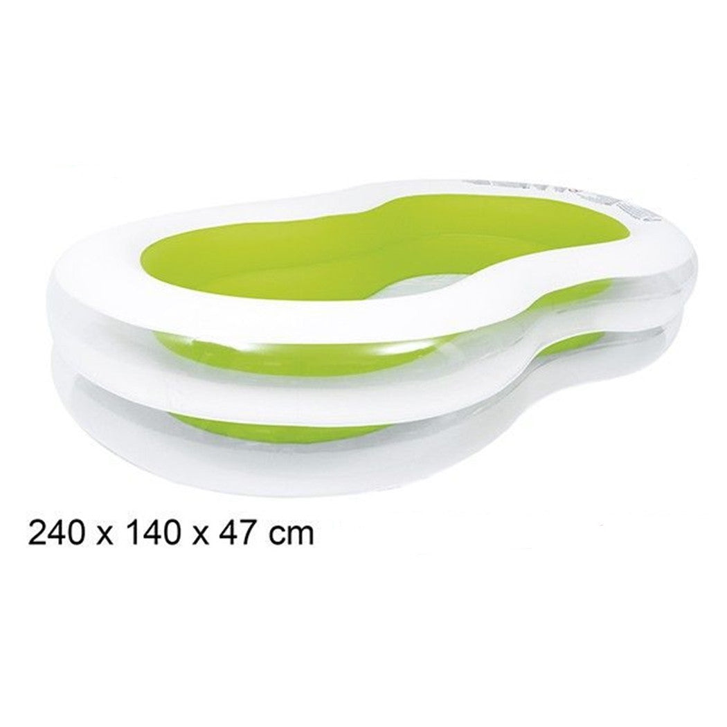 Trade Shop - Piscina Gonfiabile Sagomata Famiglia Pool 240x140x47 Cm Trasparente Verde 016090 -