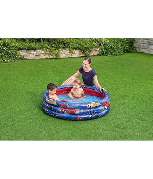 Trade Shop - Piscina Gonfiabile Spiderman L'uomo Ragno 3 Anelli 122x30cm Per Bambini 2+ 98018 -