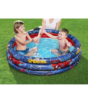 Trade Shop - Piscina Gonfiabile Spiderman L'uomo Ragno 3 Anelli 122x30cm Per Bambini 2+ 98018 -