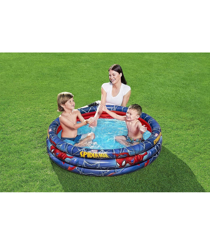 Trade Shop - Piscina Gonfiabile Spiderman L'uomo Ragno 3 Anelli 122x30cm Per Bambini 2+ 98018 -