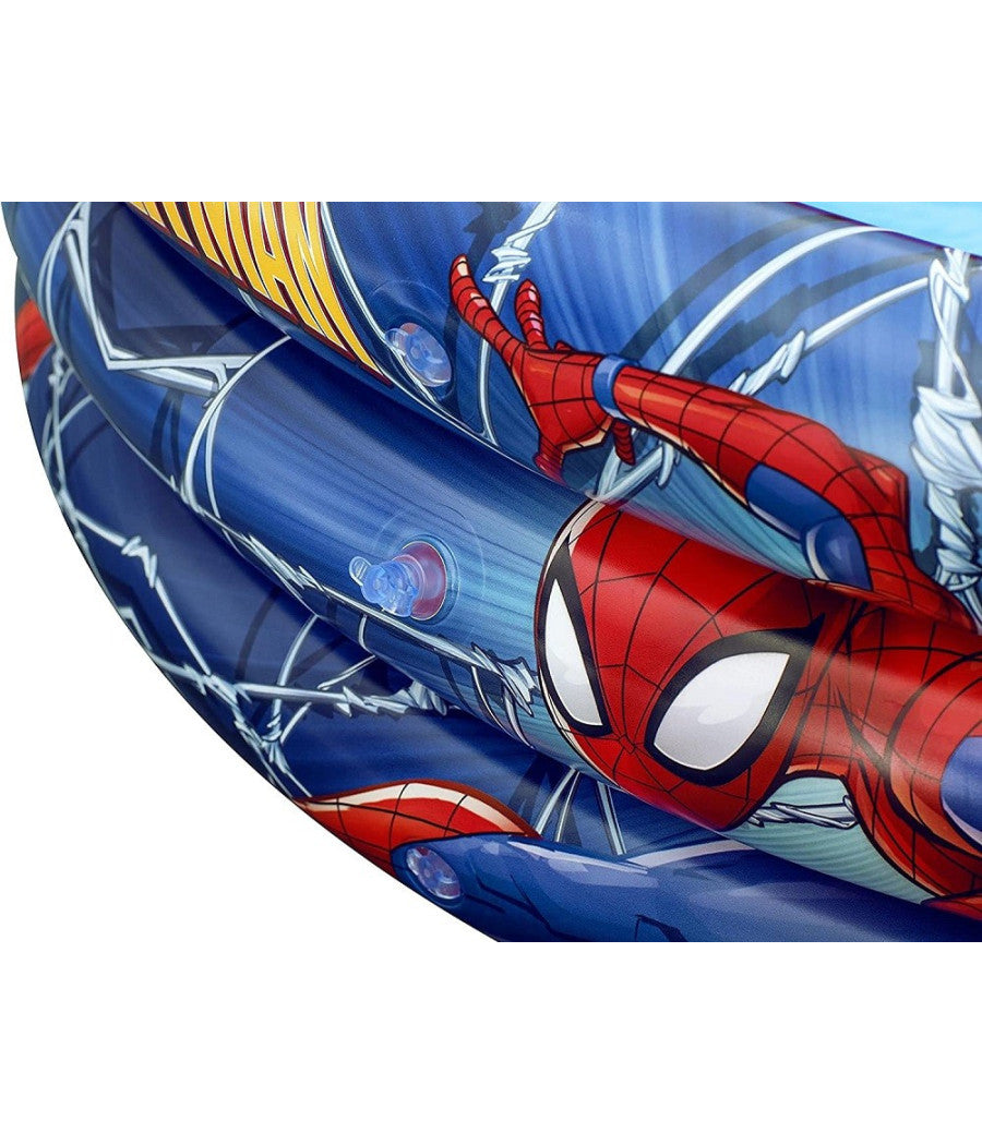 Trade Shop - Piscina Gonfiabile Spiderman L'uomo Ragno 3 Anelli 122x30cm Per Bambini 2+ 98018 -