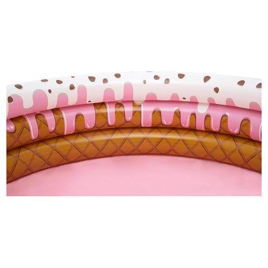 Trade Shop - Piscina Gonfiabile Tonda A 3 Anelli Design Gelato Con Panna Per Bambini 160x38cm 016173 -