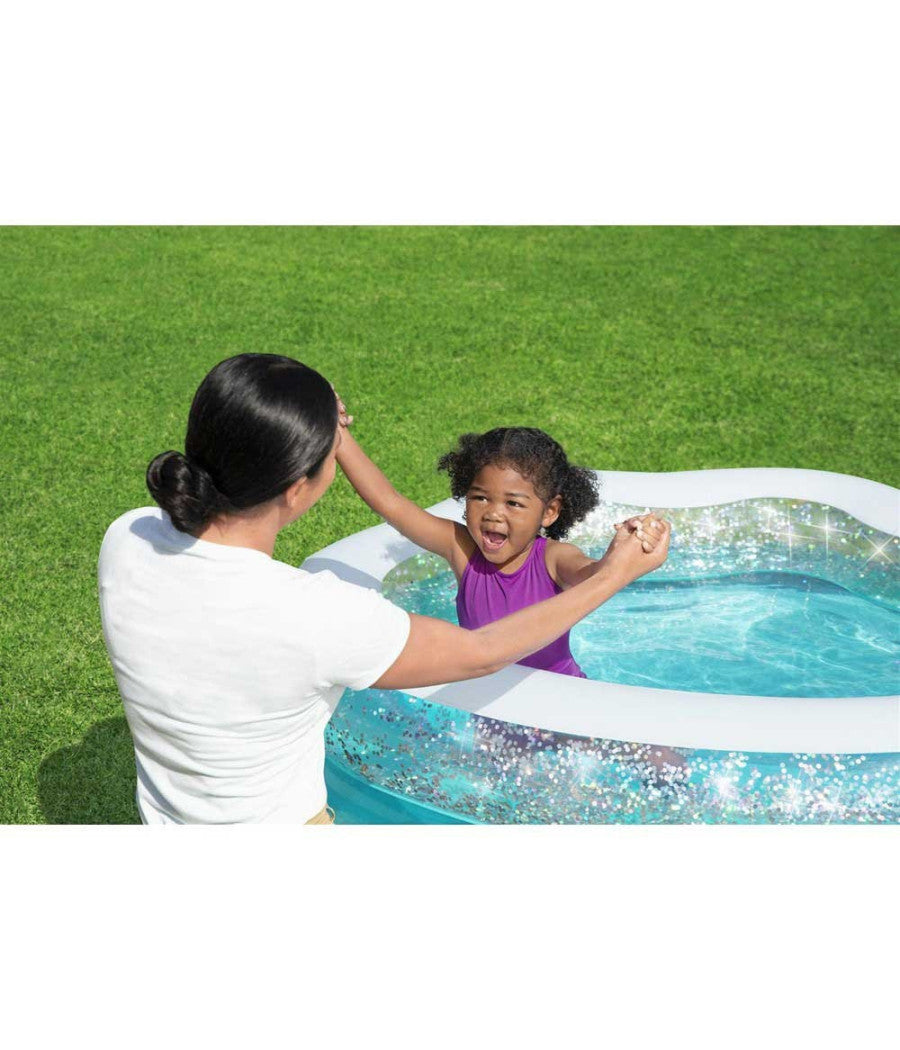 Trade Shop - Piscina Gonfiabile Tonda Conchiglia Scintillante 150x127x43cm Per Bambini 52489 -