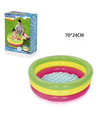 Trade Shop - Piscina Gonfiabile Tonda Summer Piscinetta Per Bambini A 3 Anelli 70x24cm 51128 -