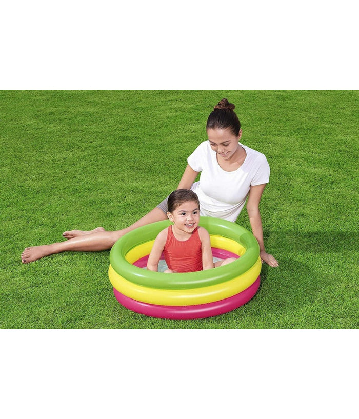 Trade Shop - Piscina Gonfiabile Tonda Summer Piscinetta Per Bambini A 3 Anelli 70x24cm 51128 -