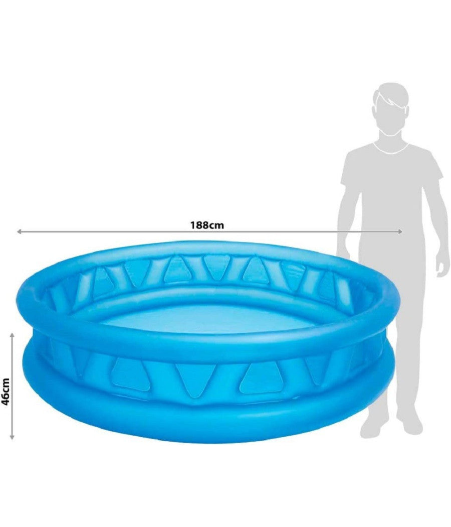 Piscina Gonfiabile Triangoli Soft Blu 188 X 46 Cm 790 Lt Bambini Estate 58431         