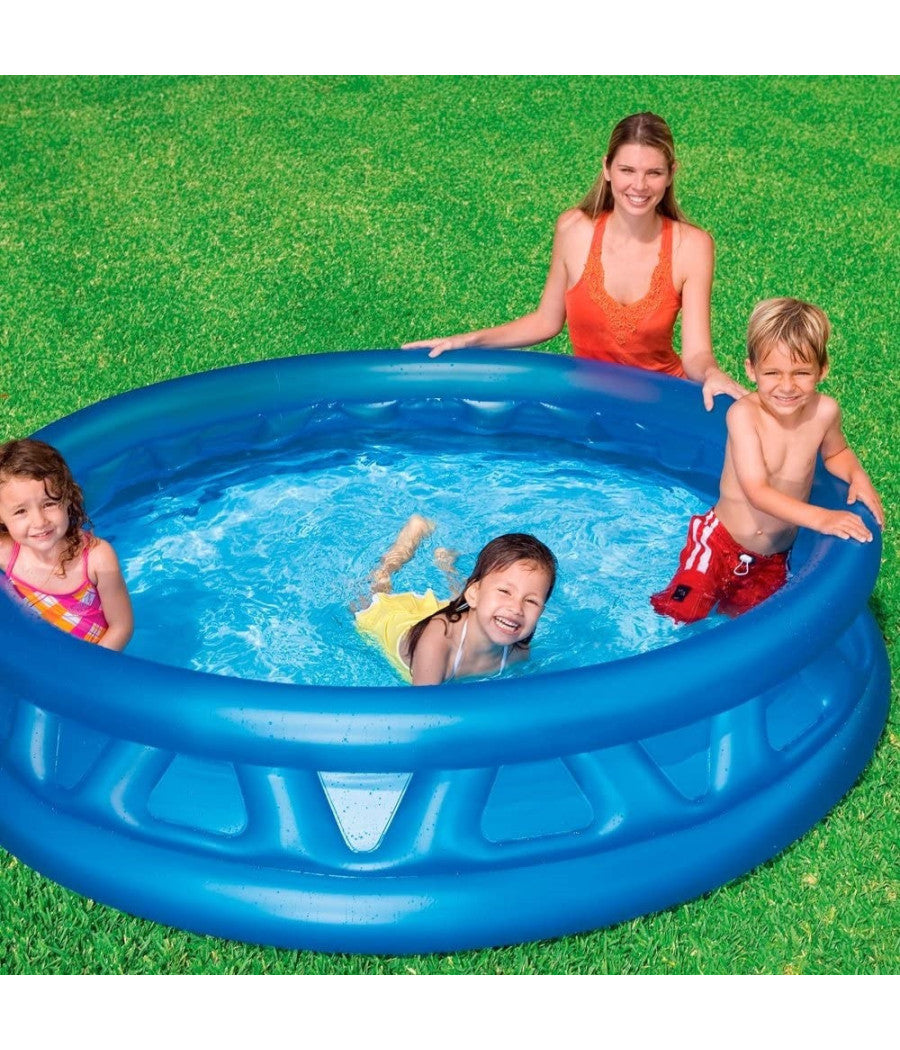 Piscina Gonfiabile Triangoli Soft Blu 188 X 46 Cm 790 Lt Bambini Estate 58431         