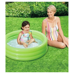 Trade Shop - Piscina Gonfiabile Verde A 3 Anelli Per Bambini Rotonda 91 X 23 Cm Giardino 017550 -