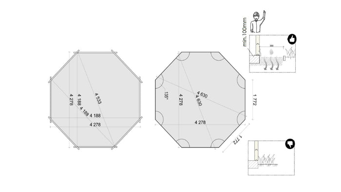 Piscina in legno 4.71x4.72 - H.1.20 m autoportante - BAS753OSP+SZA7 - ALTANKA