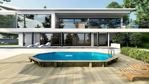 Piscina in legno  6.57x4.07 - H.1.20 m fissate su calcestruzzo esistente - BAS748OSPL+SZA - ALTANKA