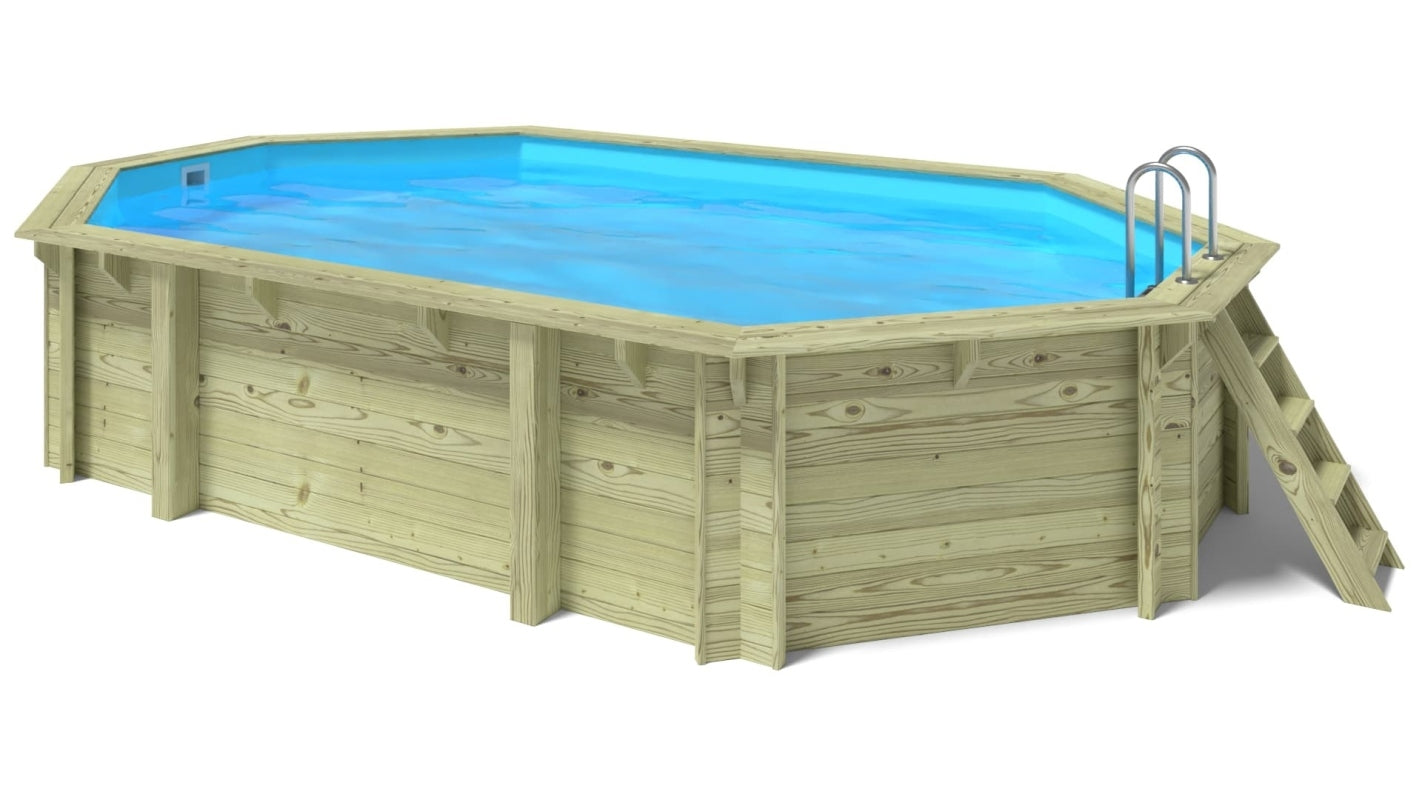 Piscina in legno 6.57x4.07 - H.1.20 m su telaio senza cementazione - BAS748OSPU - ALTANKA