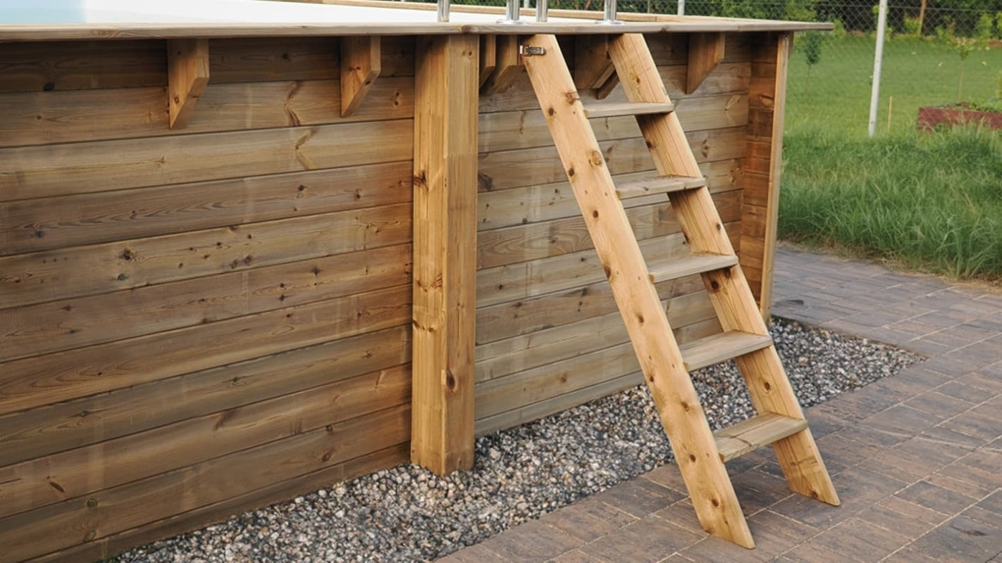 Piscina in legno 7,57x4,07 - H.1,31 m fissate su calcestruzzo esistente - BAS745OSPL - ALTANKA