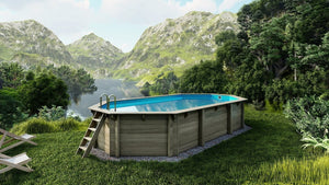 Piscina in legno 7,57x4,07 - H.1,31 m fissate su calcestruzzo esistente - BAS745OSPL - ALTANKA