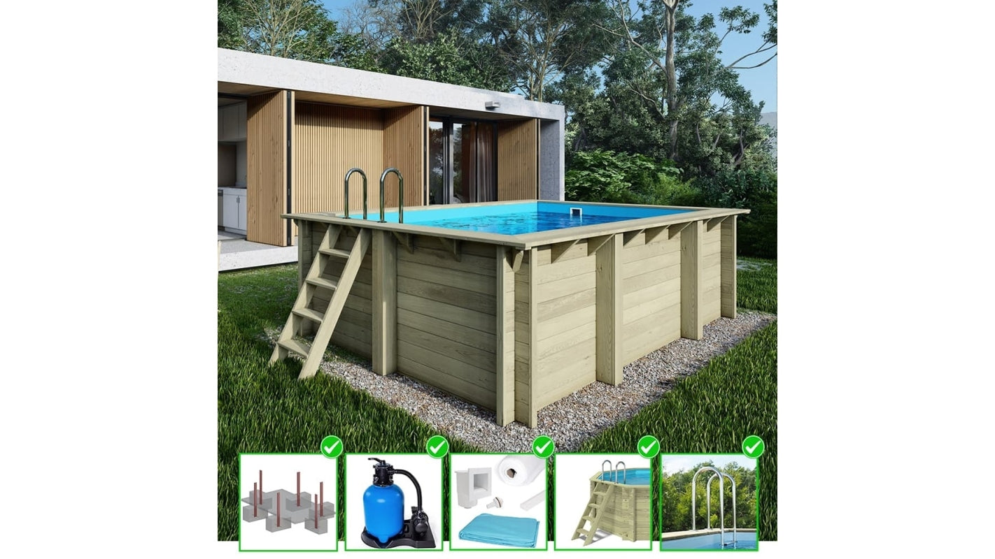 Piscina in legno Aqua 4.65x2.85 - H.1.24 m con profilo da cementare - BAS7306OSPI - ALTANKA