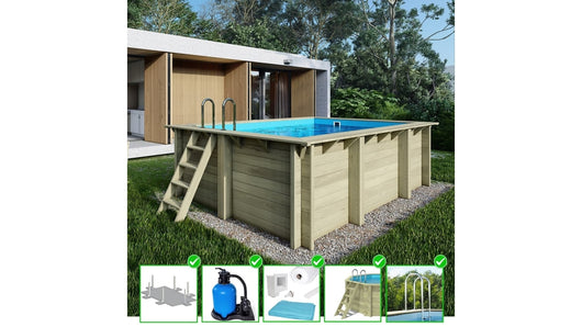 Piscina in legno Aqua 4.65x2.85 - H.1.24 m fissate su calcestruzzo esistente - BAS7306OSPL - ALTANKA
